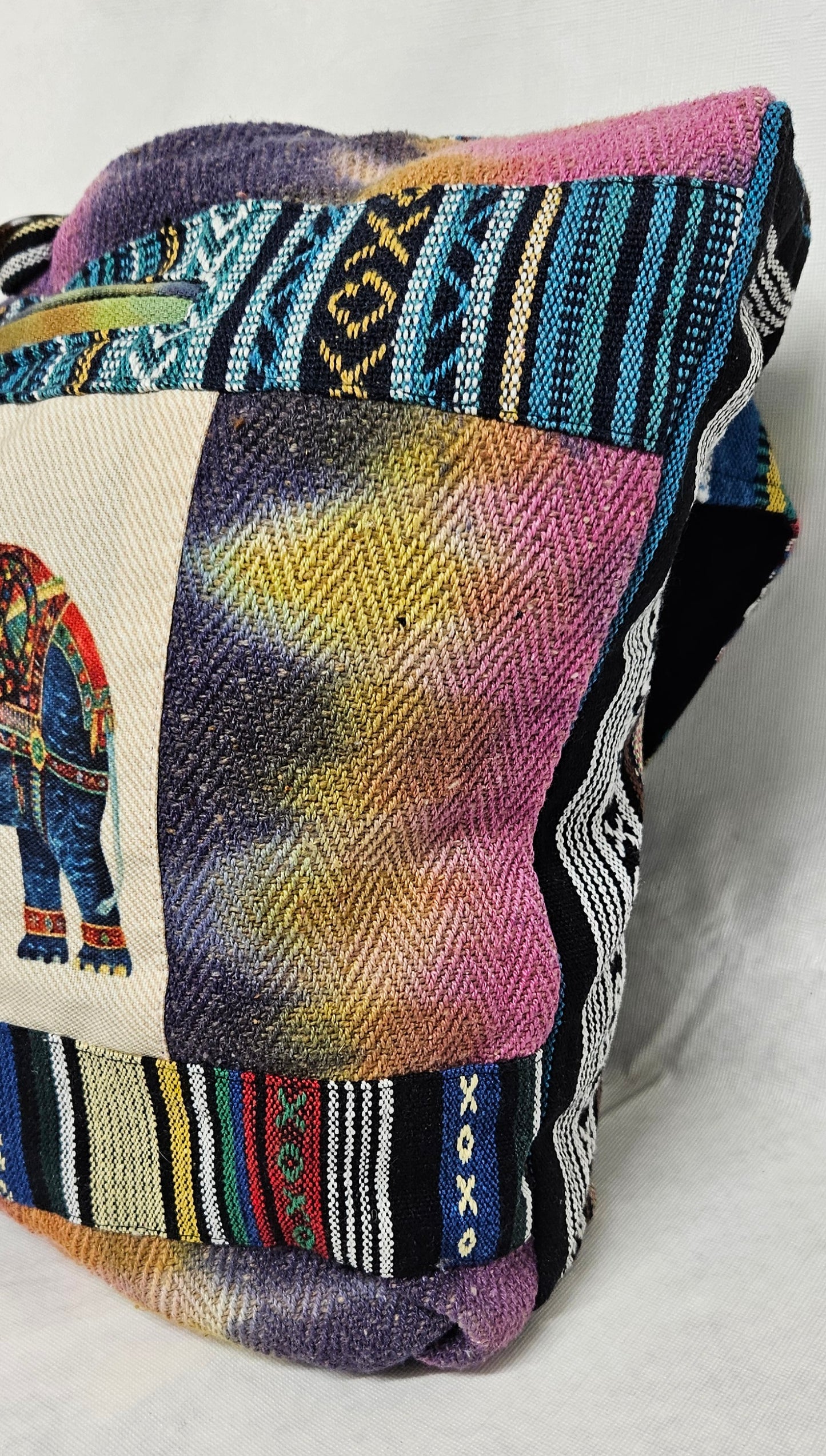 Large Hobo Style Purse/Bag With 2 Elephants and a Peace Sign on the Front