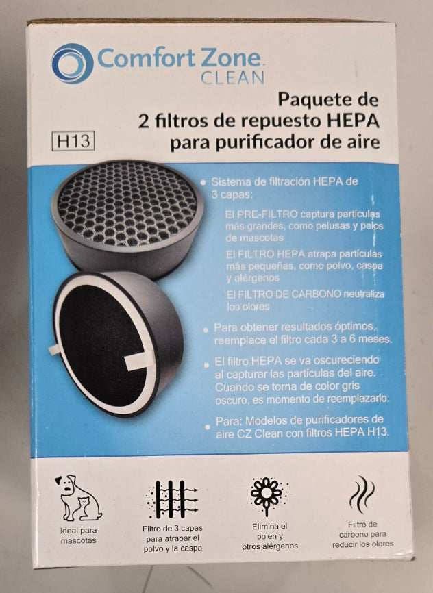 Comfort Zone HEPA Air Purifier Replacement Filter 2-Pack – Fits H13 Models | CZAPH132
