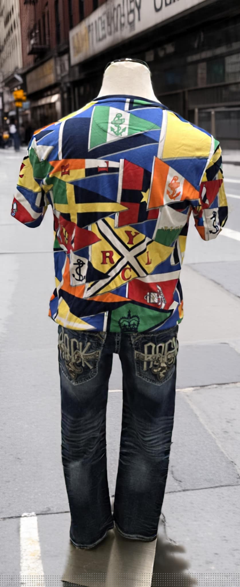 Polo Ralph Lauren RLYC Flag Print Yacht Club Shirt Size L S2