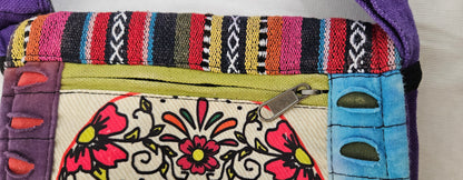 Cotton Skull Hemp Bag with Front Flap and Adjustable Strap