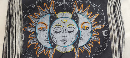 Large Cotton Ghary Triple Face Sun Moon Hobo Bag/Purse