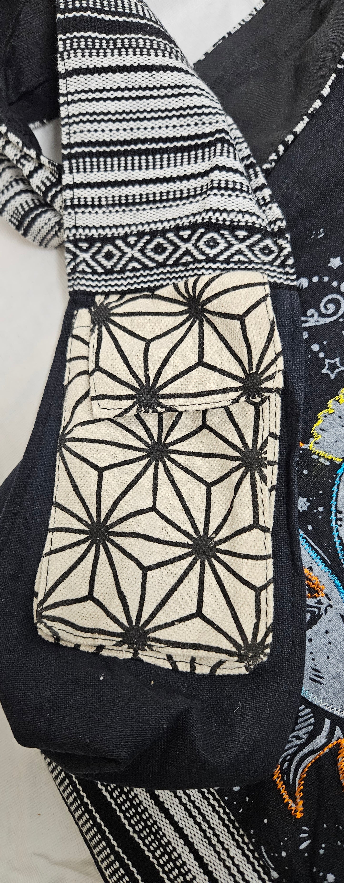 Large Cotton Ghary Triple Face Sun Moon Hobo Bag/Purse