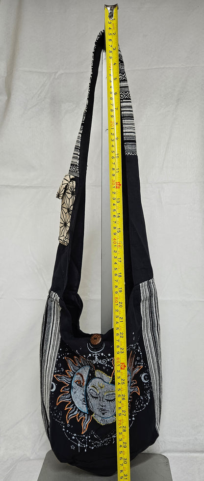 Large Cotton Ghary Triple Face Sun Moon Hobo Bag/Purse