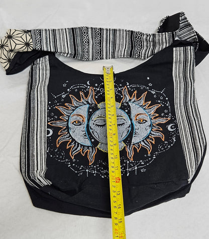 Large Cotton Ghary Triple Face Sun Moon Hobo Bag/Purse