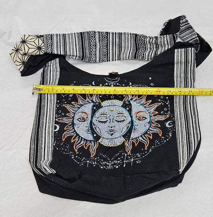 Large Cotton Ghary Triple Face Sun Moon Hobo Bag/Purse