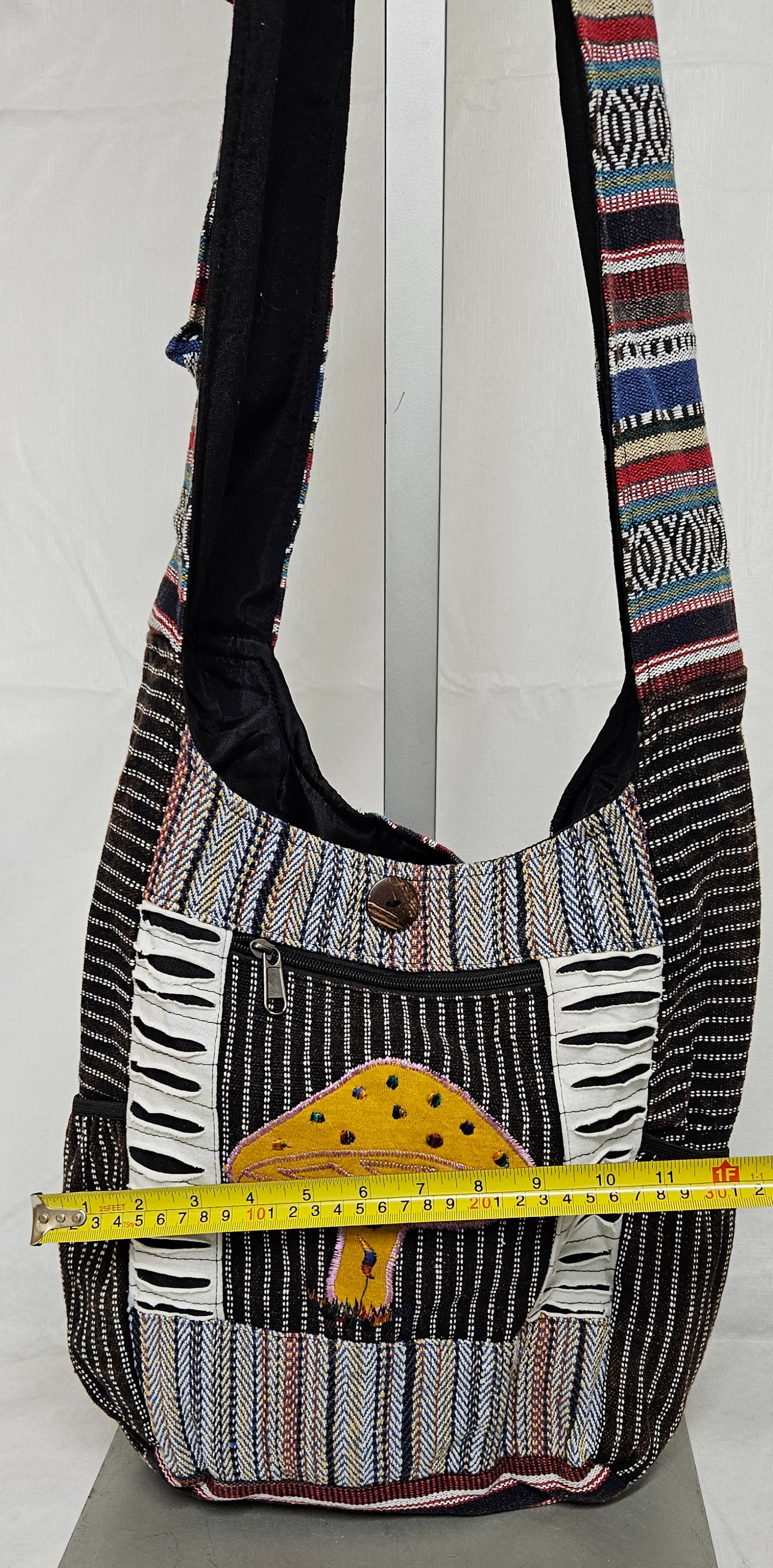 Large Hobo Style Purse/Bag With a Single Mushroom on the front