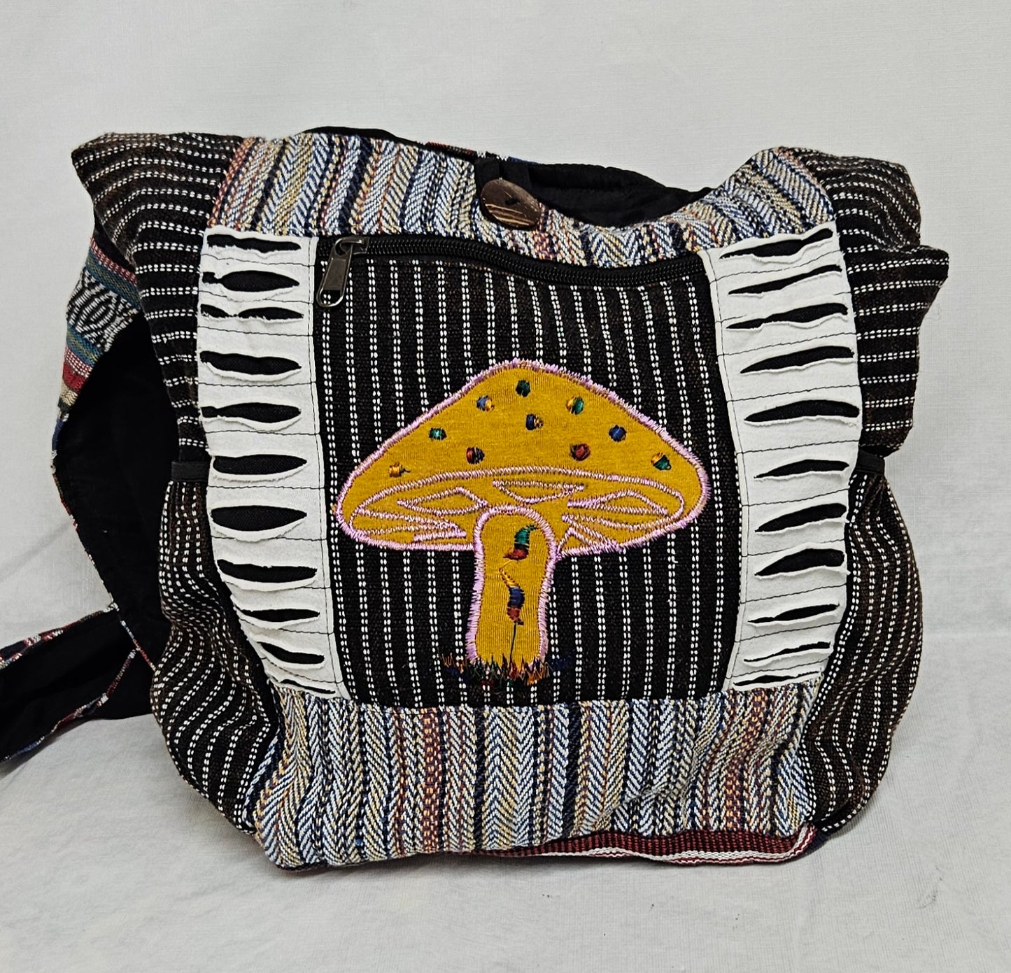 Large Hobo Style Purse/Bag With a Single Mushroom on the front