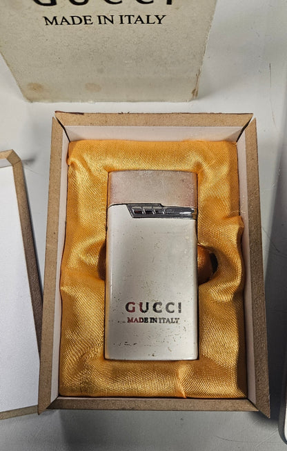 Vintage Gucci Lighter with Wooden Box Made In Italy