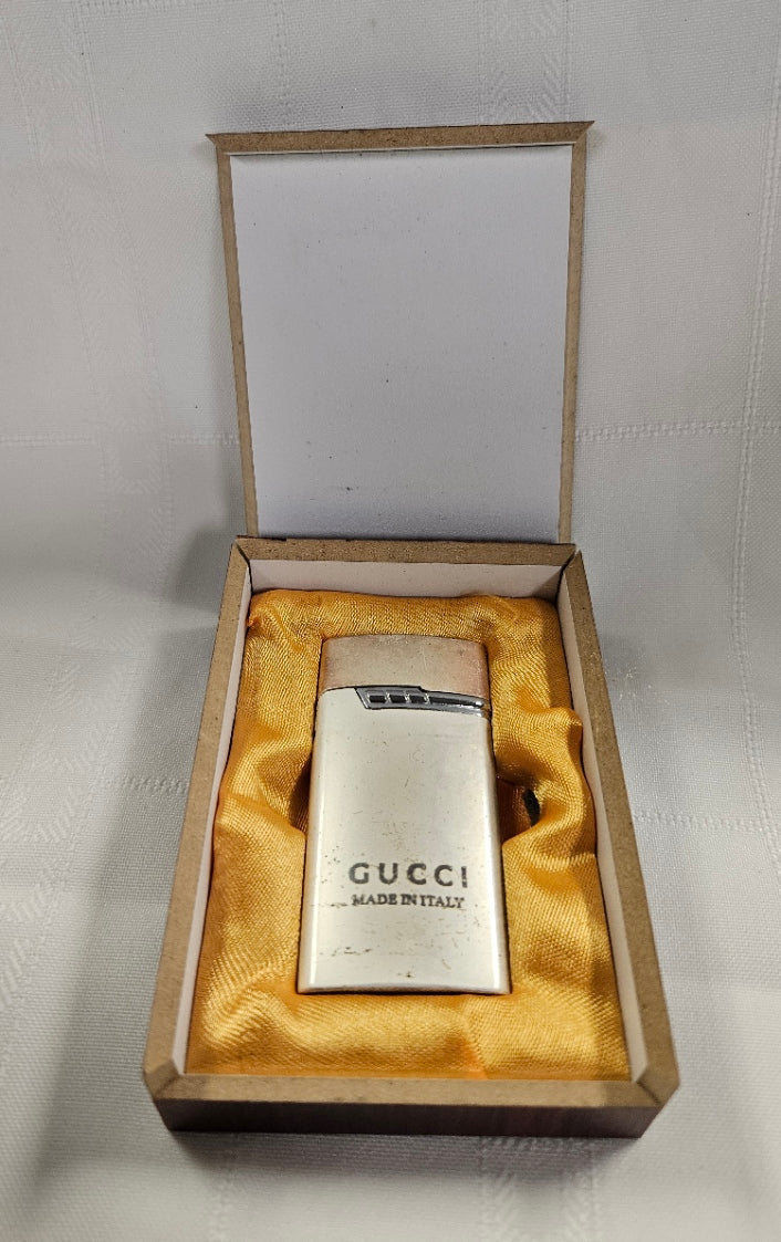 Vintage Gucci Lighter with Wooden Box Made In Italy