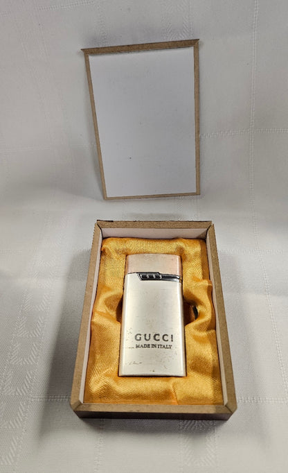 Vintage Gucci Lighter with Wooden Box Made In Italy
