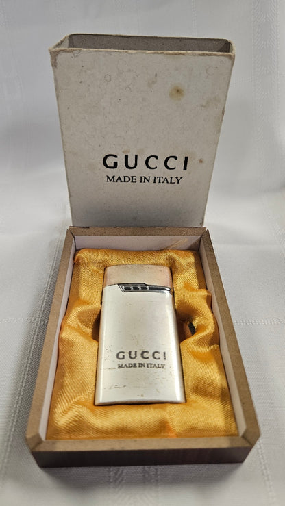 Vintage Gucci Lighter with Wooden Box Made In Italy