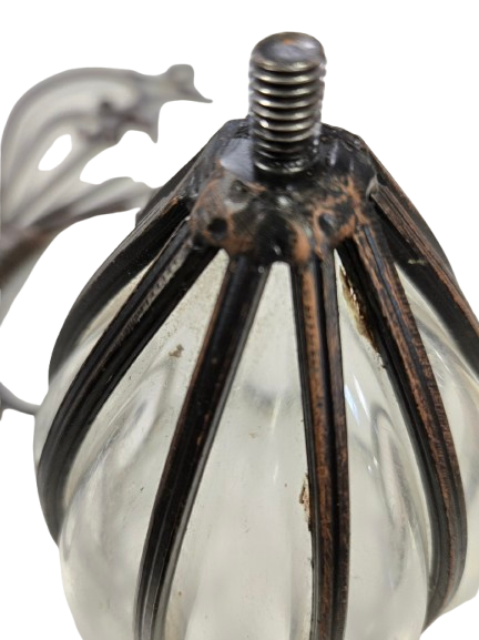 Vintage Wrought Iron Caged Glass Wall Sconce, Vase, Planter