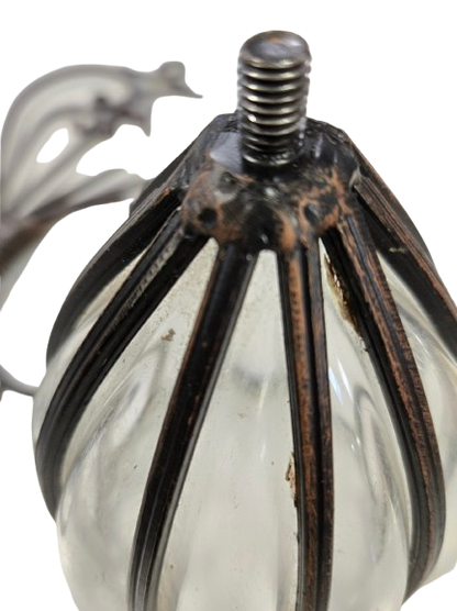Vintage Wrought Iron Caged Glass Wall Sconce, Vase, Planter