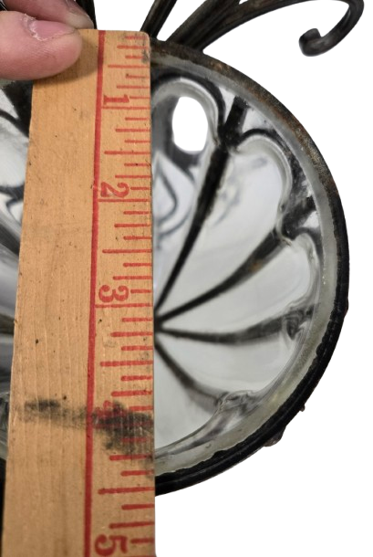 Vintage Wrought Iron Caged Glass Wall Sconce, Vase, Planter