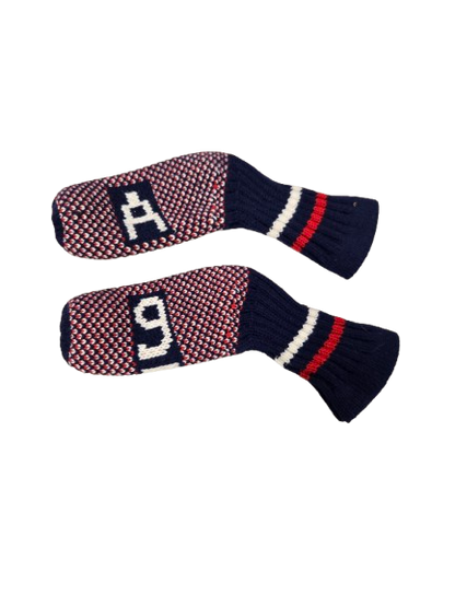 Set of 2 Scott Edward Knitted Golf Club Head Covers #9 and A Iron Covers