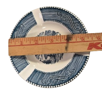 Vintage Currier and Ives Central Park Blue Royal China Ashtray Tobacianna Trinket Dish