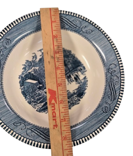 Vintage Currier & Ives Blue Early Winter by Royal China Soup Bowl