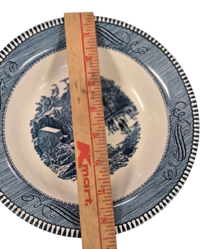 Vintage Currier & Ives Blue Early Winter by Royal China Soup Bowl