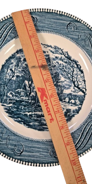Vintage Currier & Ives Old Grist Mill Blue/White Royal USA 10" Dinner Plate