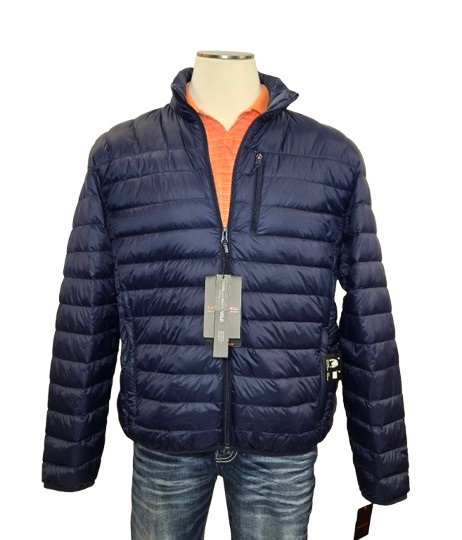 Hawke & Co Men's Navy XL Packable Down Jacket – Lightweight, Windproof, Water-Resistant