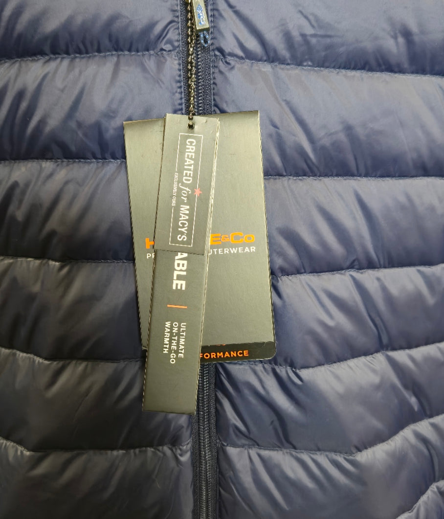 Hawke & Co Men's Navy XL Packable Down Jacket – Lightweight, Windproof, Water-Resistant