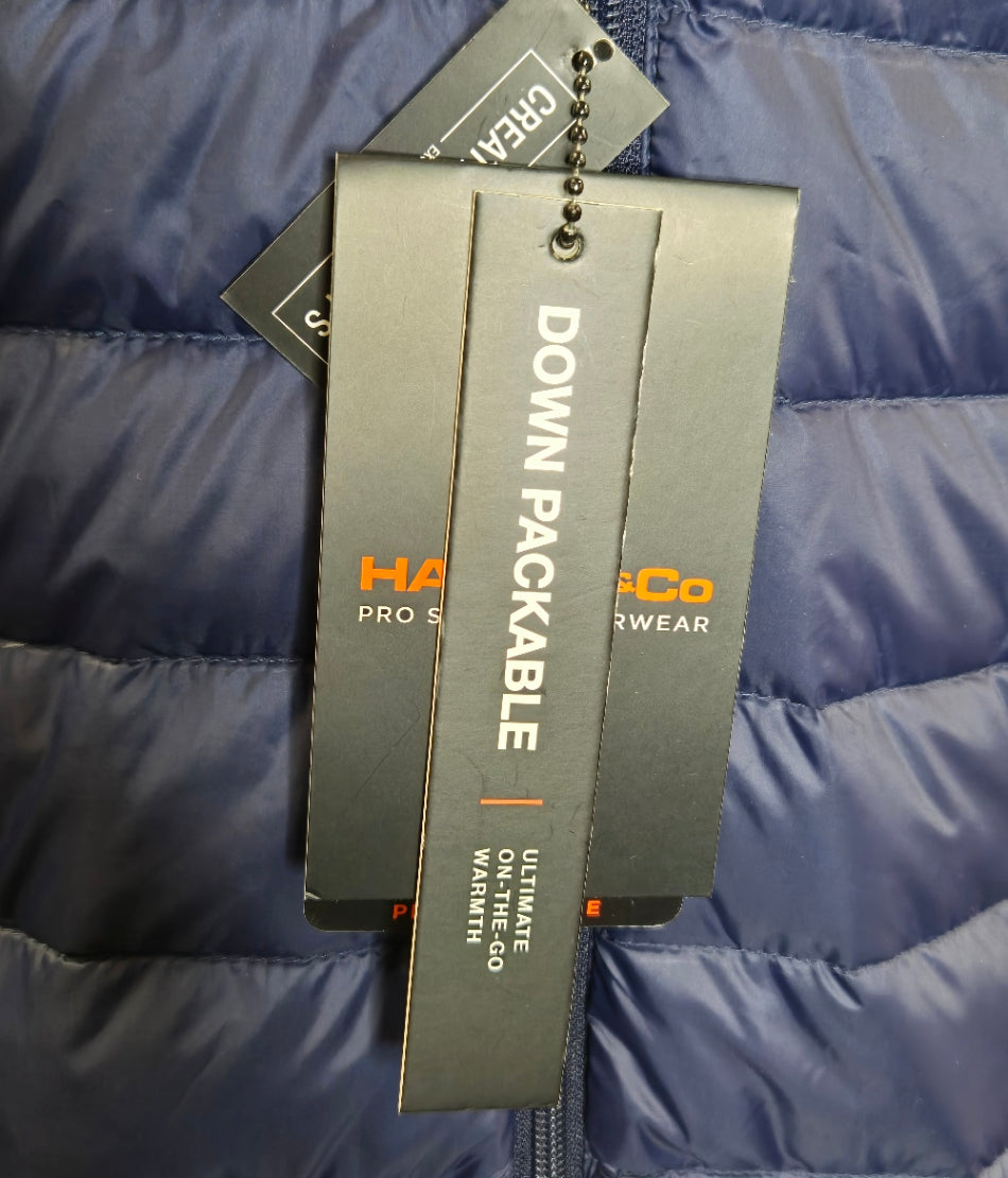 Hawke & Co Men's Navy XL Packable Down Jacket – Lightweight, Windproof, Water-Resistant
