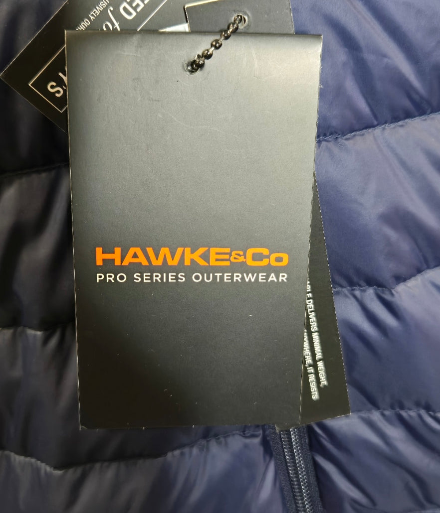 Hawke & Co Men's Navy XL Packable Down Jacket – Lightweight, Windproof, Water-Resistant