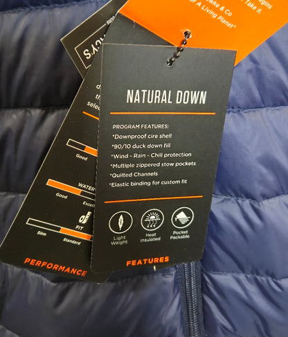 Hawke & Co Men's Navy XL Packable Down Jacket – Lightweight, Windproof, Water-Resistant