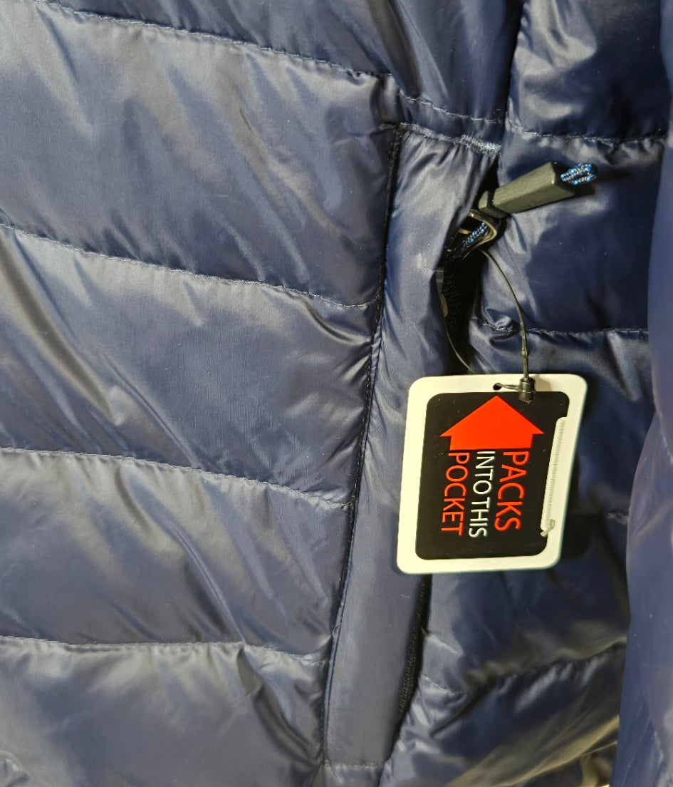 Hawke & Co Men's Navy XL Packable Down Jacket – Lightweight, Windproof, Water-Resistant