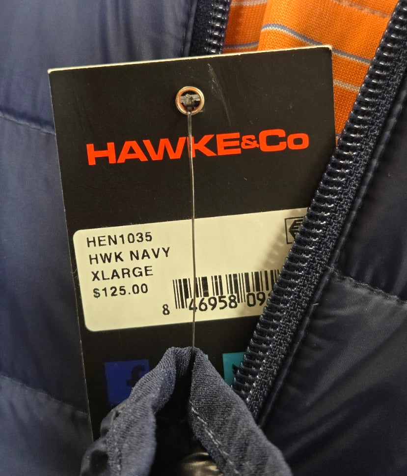 Hawke & Co Men's Navy XL Packable Down Jacket – Lightweight, Windproof, Water-Resistant