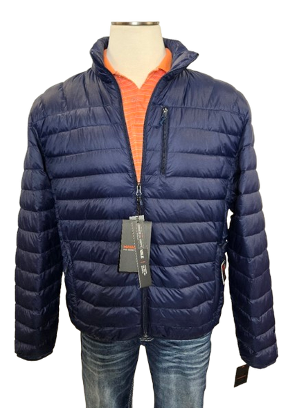 Hawke & Co Men's Navy XL Packable Down Jacket – Lightweight, Windproof, Water-Resistant