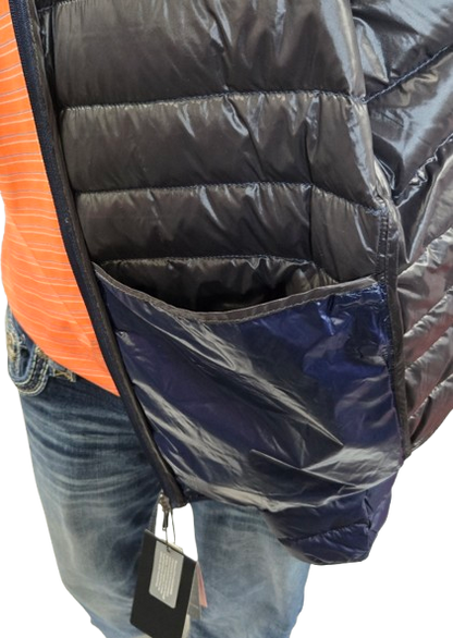 Hawke & Co Men's Navy XL Packable Down Jacket – Lightweight, Windproof, Water-Resistant