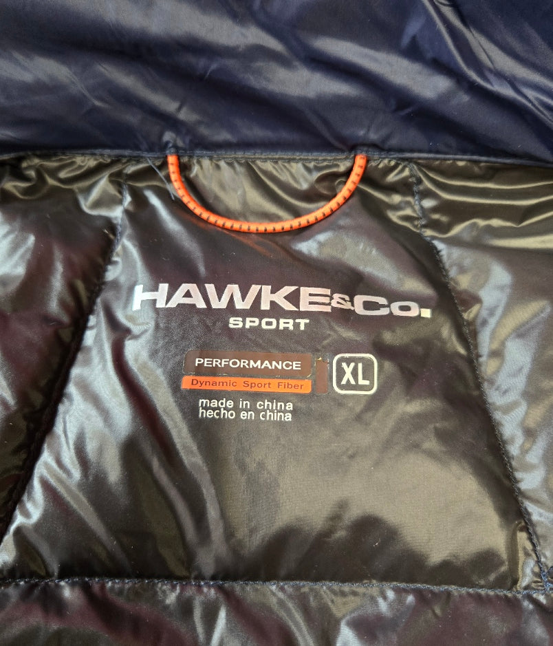 Hawke & Co Men's Navy XL Packable Down Jacket – Lightweight, Windproof, Water-Resistant