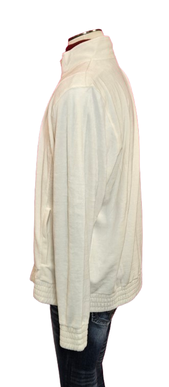 Fila Creamy White Velour Track Jacket – Retro Sporty Style, 2X, Ribbed Cuffs