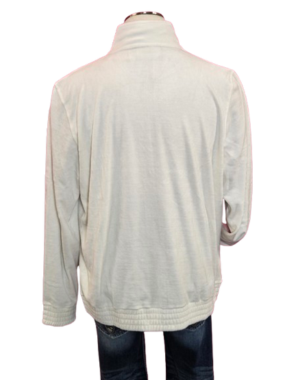 Fila Creamy White Velour Track Jacket – Retro Sporty Style, 2X, Ribbed Cuffs