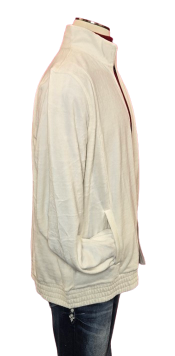 Fila Creamy White Velour Track Jacket – Retro Sporty Style, 2X, Ribbed Cuffs