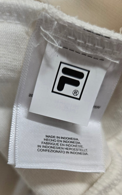 Fila Creamy White Velour Track Jacket – Retro Sporty Style, 2X, Ribbed Cuffs