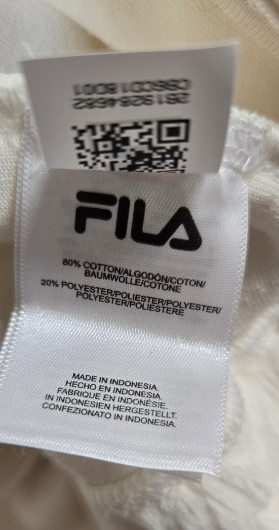 Fila Creamy White Velour Track Jacket – Retro Sporty Style, 2X, Ribbed Cuffs