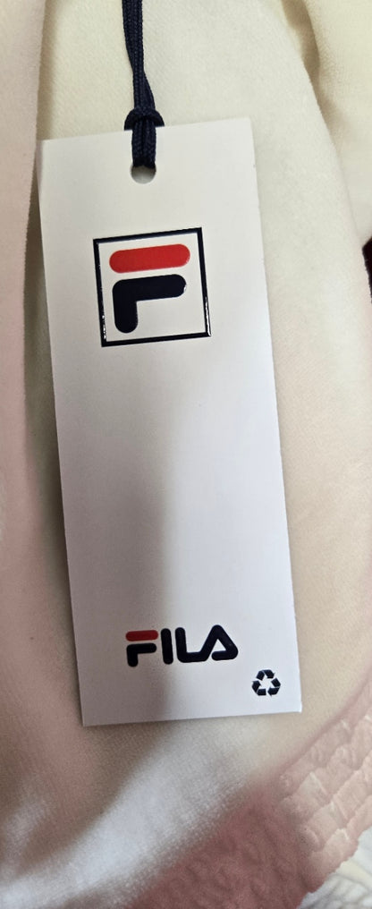 Fila Creamy White Velour Track Jacket – Retro Sporty Style, 2X, Ribbed Cuffs