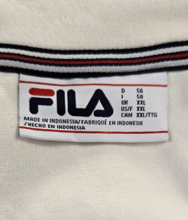Fila Creamy White Velour Track Jacket – Retro Sporty Style, 2X, Ribbed Cuffs