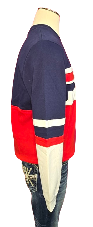 FILA Men’s Colorblock Logo Sweatshirt – Navy/White/Red Long Sleeve Pullover