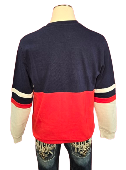 FILA Men’s Colorblock Logo Sweatshirt – Navy/White/Red Long Sleeve Pullover