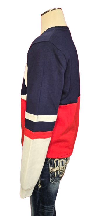 FILA Men’s Colorblock Logo Sweatshirt – Navy/White/Red Long Sleeve Pullover