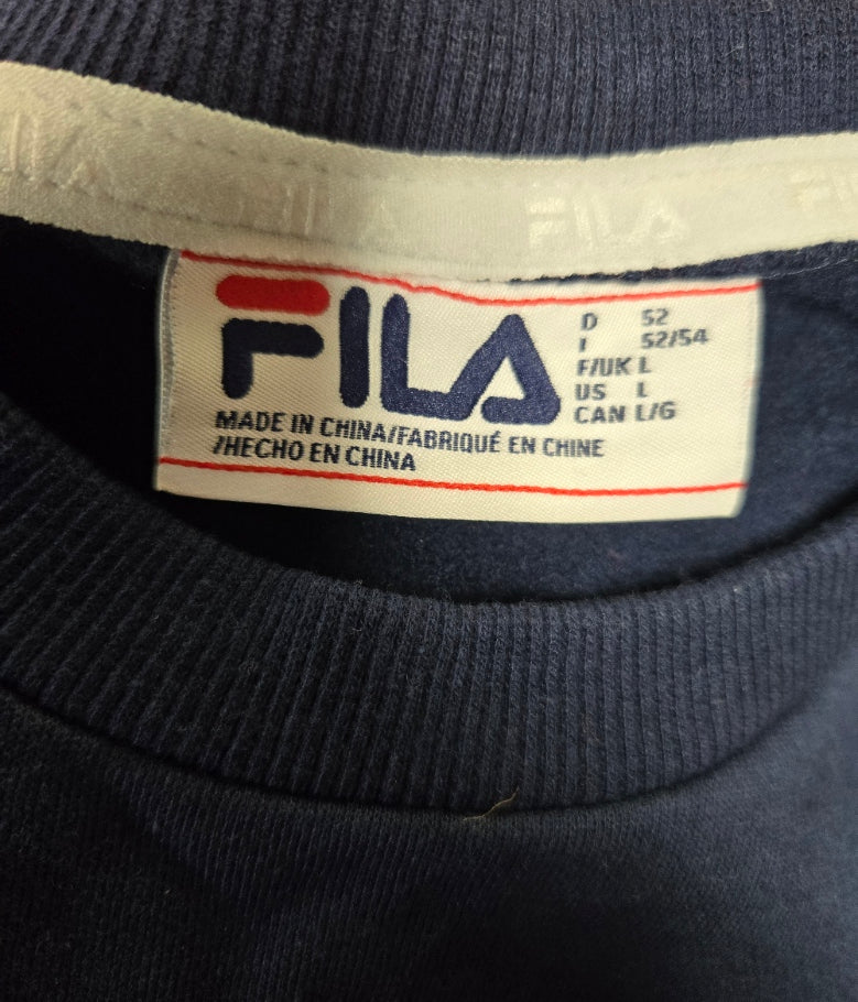 FILA Men’s Colorblock Logo Sweatshirt – Navy/White/Red Long Sleeve Pullover