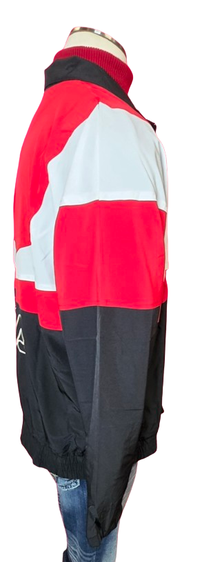 FILA Colorblock Zip-Up Jacket – Red, White & Black Streetwear Windbreaker