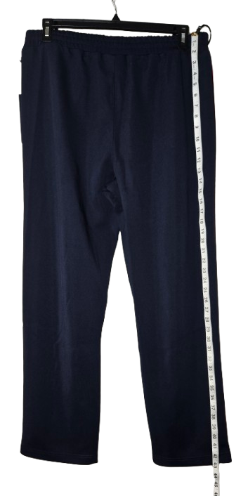 FILA Vintage Snap Track Pants – Navy & Red Striped Retro Athletic Style