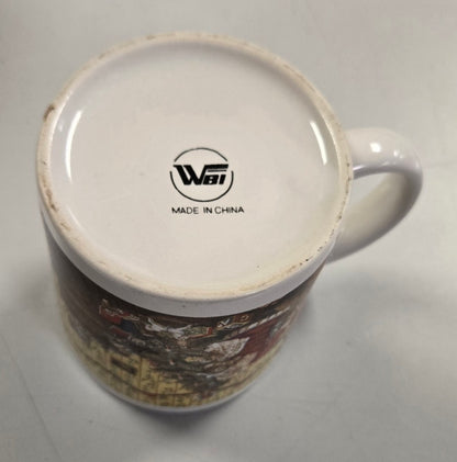 Vintage Santa Claus Christmas Mug – Festive Ceramic Holiday Cup with Children & Tree Scene