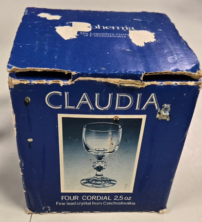 Bohemia Claudia Fine Lead Crystal Cordial Glasses – Set of 4, 2.5 oz | Made in Czechoslovakia