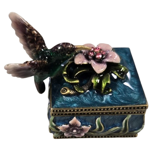 Cherished treasures, jeweled collection, hummingbird trinket box