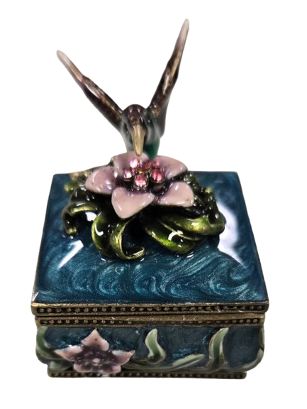 Cherished treasures, jeweled collection, hummingbird trinket box